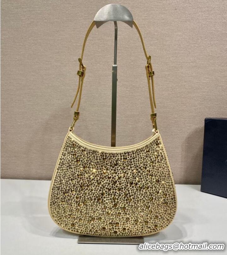 Top Quality Prada Cleo satin bag with crystals 1BC169 gold