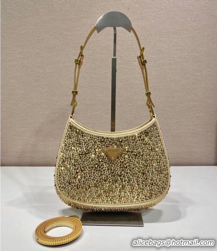 Top Quality Prada Cleo satin bag with crystals 1BC169 gold