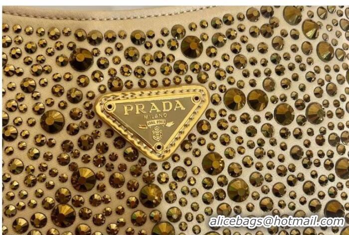 Top Quality Prada Cleo satin bag with crystals 1BC169 gold