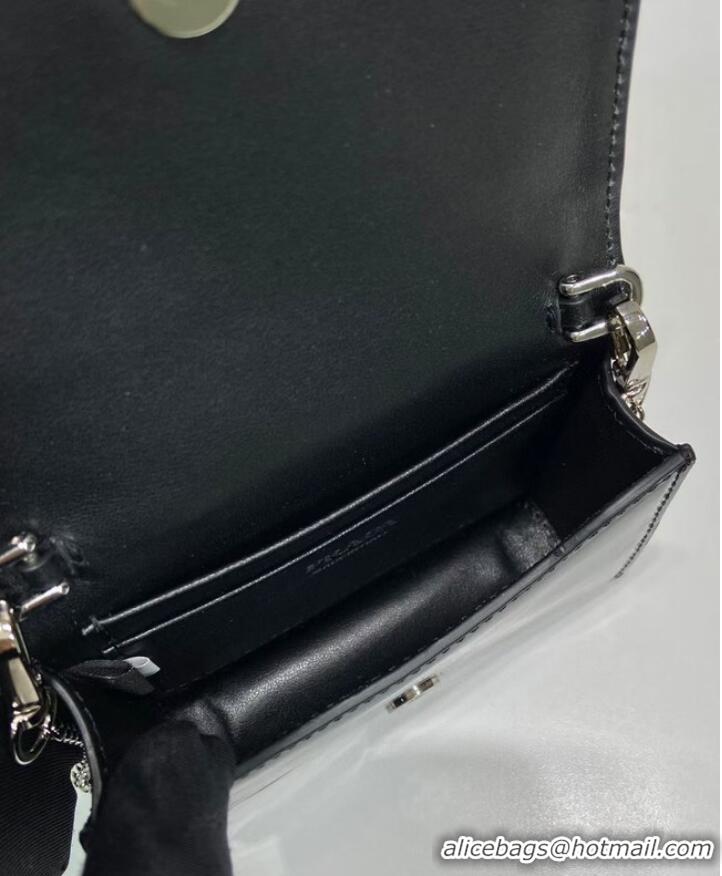 Buy Inexpensive Prada brushed leather card holder with shoulder strap 1MR024 black