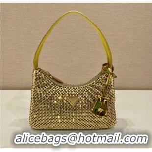 Modern Classic Prada Satin mini-bag with crystals 1BC515 gold