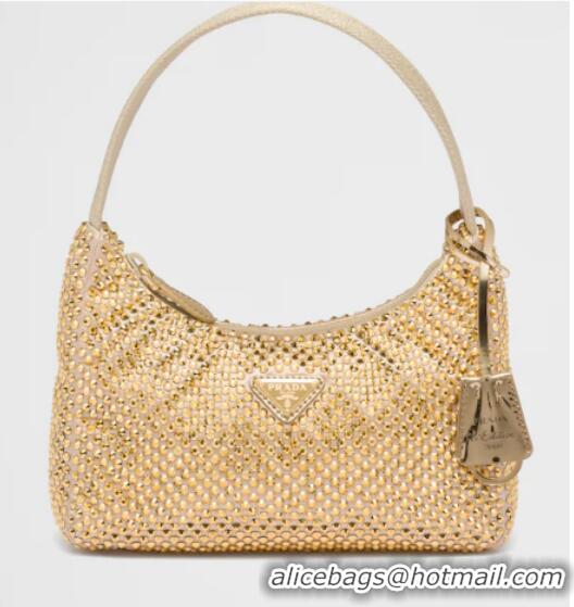 Modern Classic Prada Satin mini-bag with crystals 1BC515 gold