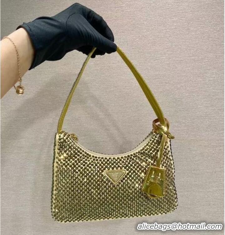 Modern Classic Prada Satin mini-bag with crystals 1BC515 gold