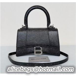 Shop Promotional Balenciaga WOMENS HOURGLASS XS HANDBAG IN SPARKLING FABRIC 592833 IN BLACK