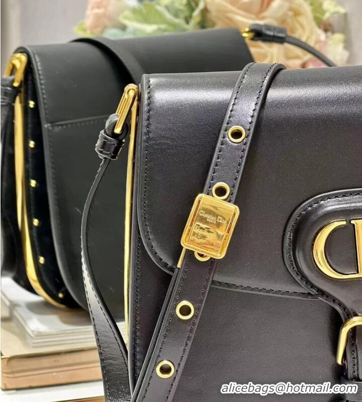 Traditional Discount Grade Quality Dior BOBBY FRAME BAG Cognac-Colored Box Calfskin M9333U BLACK