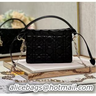 Promotional LADY DIOR TOP HANDLE DRAWSTRING MINI BAG Black Cannage Lambskin S0981ON