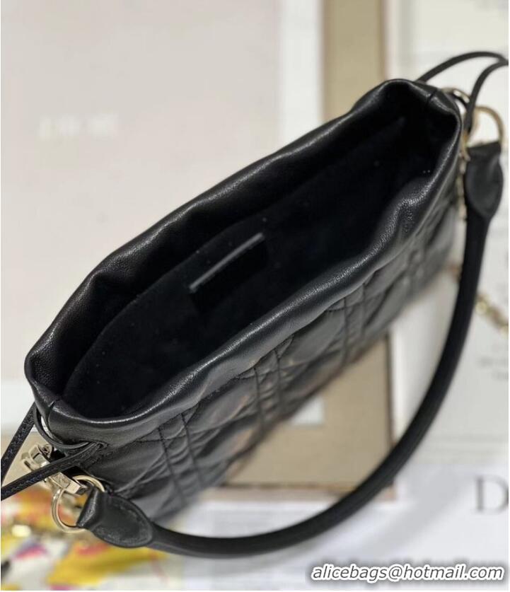 Promotional LADY DIOR TOP HANDLE DRAWSTRING MINI BAG Black Cannage Lambskin S0981ON