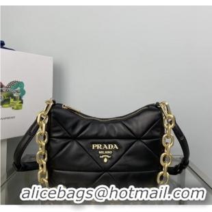 New Release Creation Prada nappa leather padded hobo bag 1BC157 black