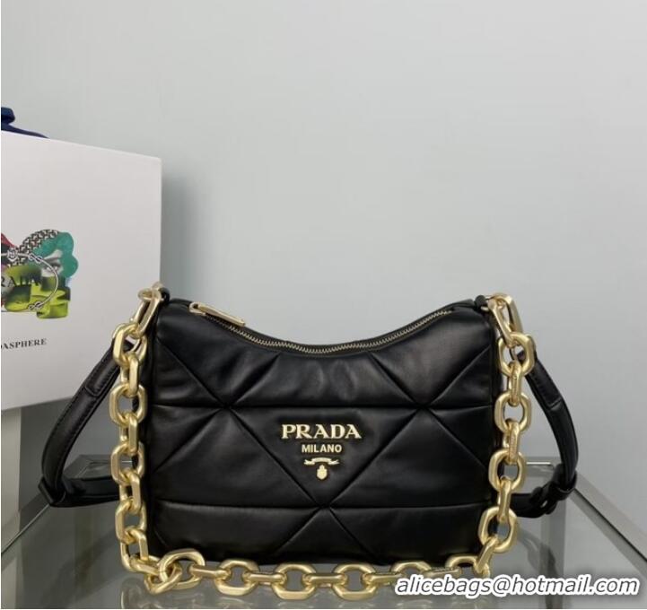 New Release Creation Prada nappa leather padded hobo bag 1BC157 black