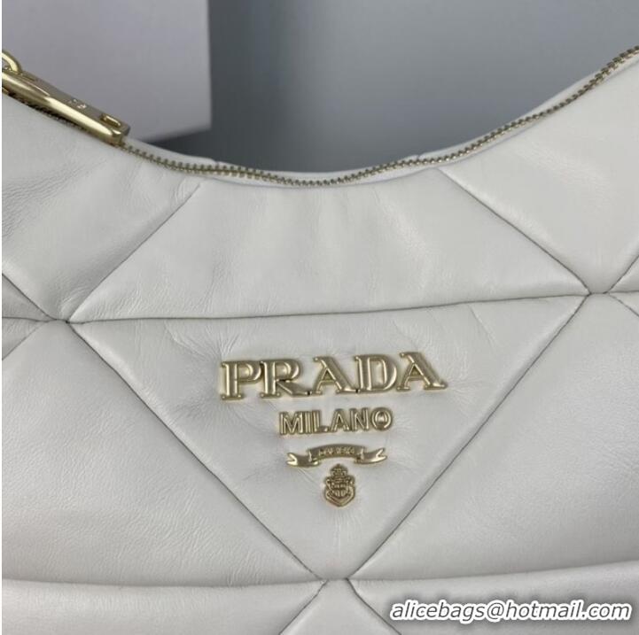 Pretty Style Prada nappa leather padded hobo bag 1BC157 white