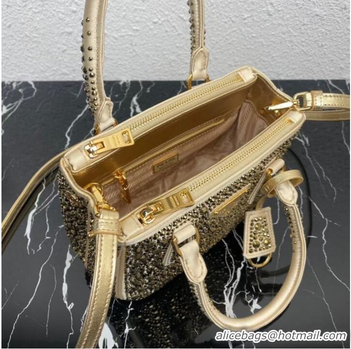 Buy Cheapest Prada Galleria satin mini-bag with crystals 1BA906 gold