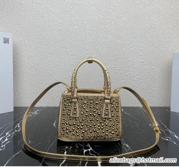 Buy Cheapest Prada Galleria satin mini-bag with crystals 1BA906 gold