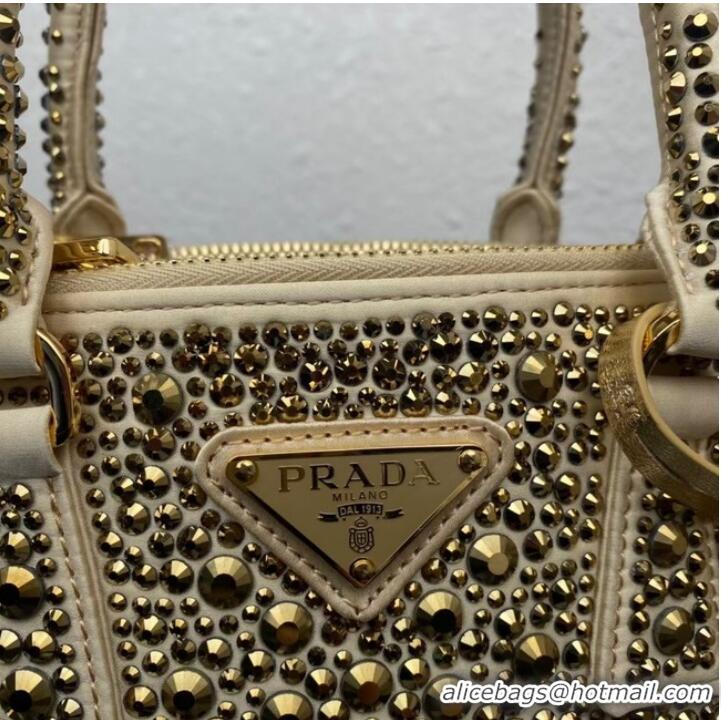 Buy Cheapest Prada Galleria satin mini-bag with crystals 1BA906 gold