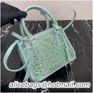 Well Crafted Prada Galleria satin mini-bag with crystals 1BA906 green