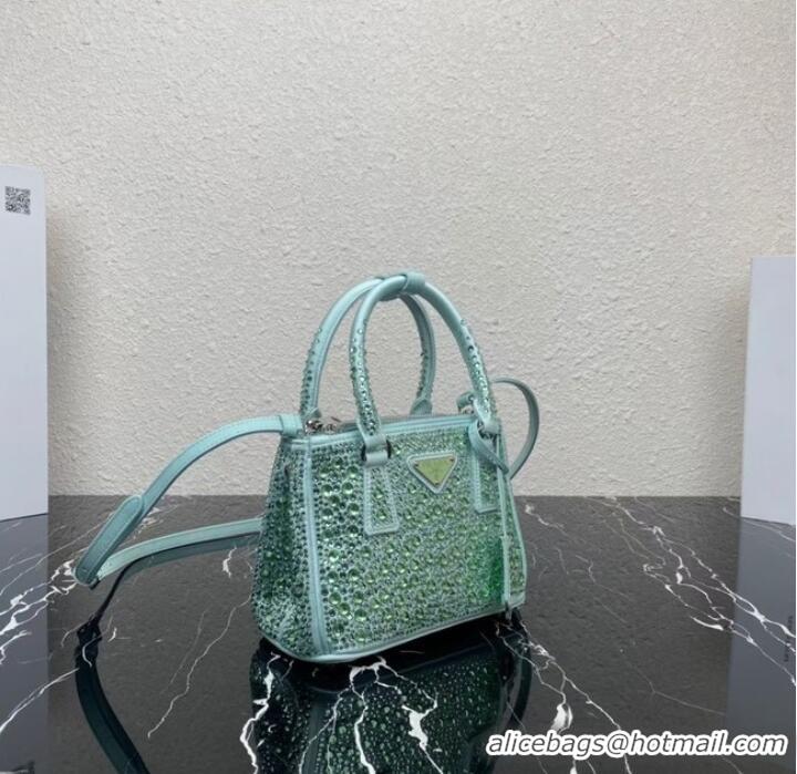 Well Crafted Prada Galleria satin mini-bag with crystals 1BA906 green