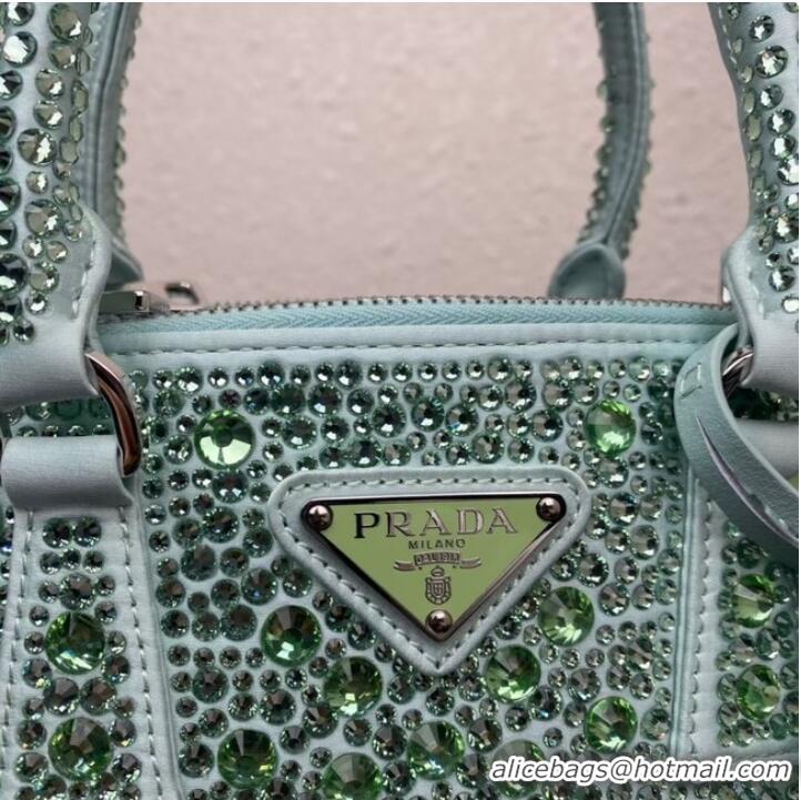 Well Crafted Prada Galleria satin mini-bag with crystals 1BA906 green