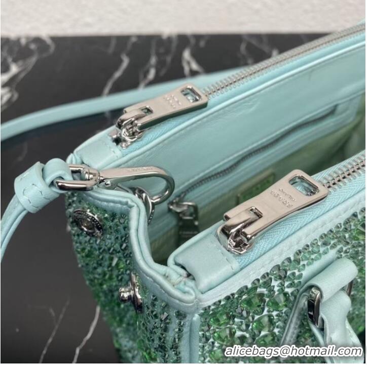 Well Crafted Prada Galleria satin mini-bag with crystals 1BA906 green