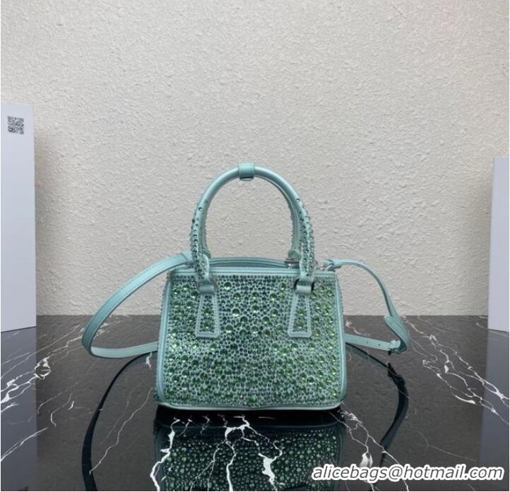 Well Crafted Prada Galleria satin mini-bag with crystals 1BA906 green