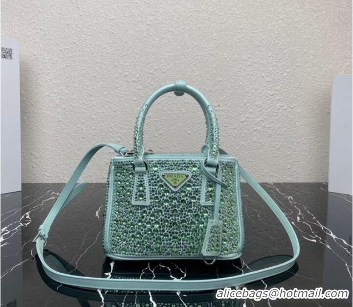 Well Crafted Prada Galleria satin mini-bag with crystals 1BA906 green