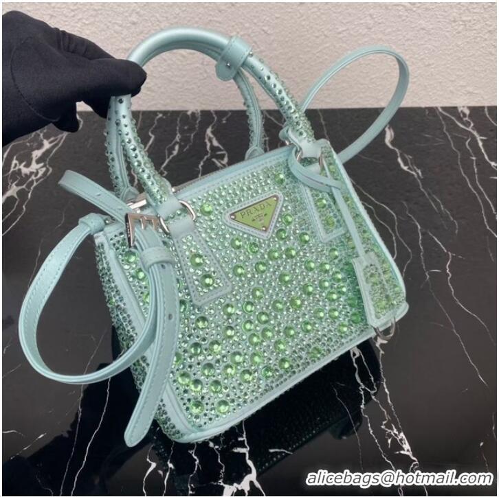 Well Crafted Prada Galleria satin mini-bag with crystals 1BA906 green