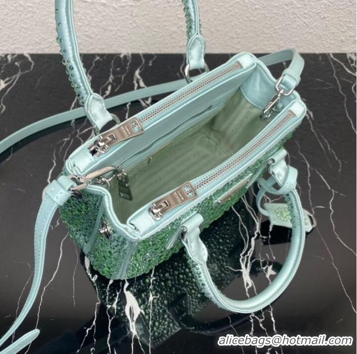 Well Crafted Prada Galleria satin mini-bag with crystals 1BA906 green