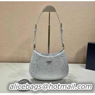 Top Quality Prada Cleo satin bag with crystals 1BC169 silver