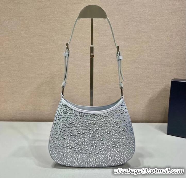 Top Quality Prada Cleo satin bag with crystals 1BC169 silver