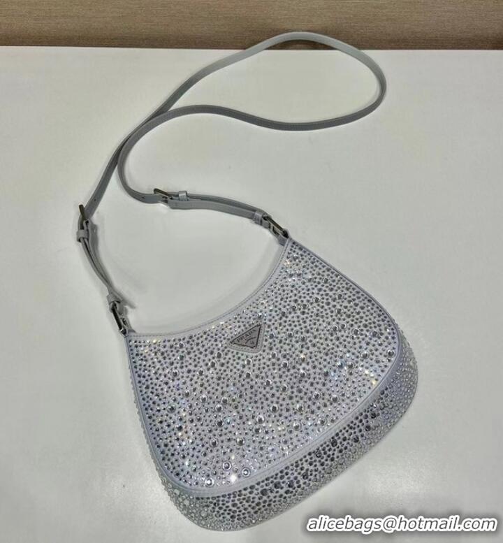 Top Quality Prada Cleo satin bag with crystals 1BC169 silver