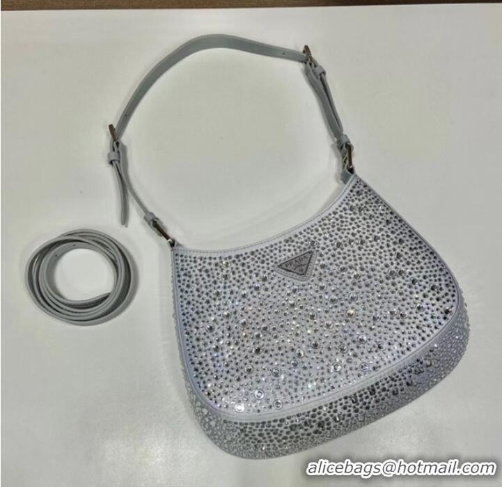 Top Quality Prada Cleo satin bag with crystals 1BC169 silver