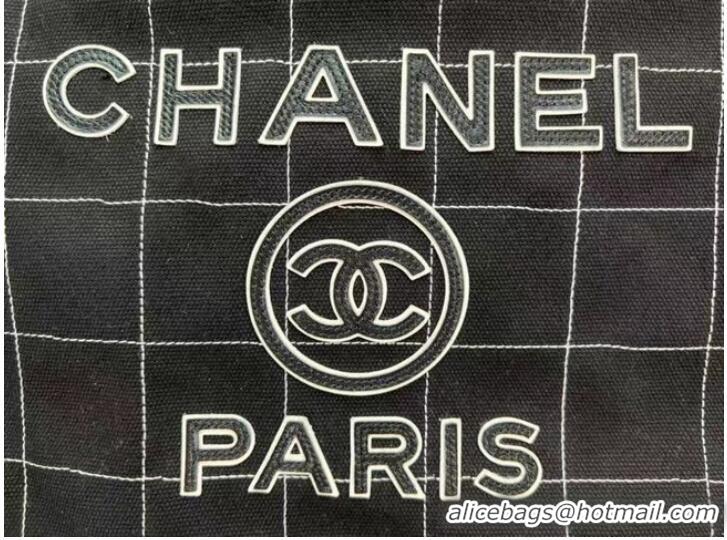 Top Design Chanel LARGE SHOPPING BAG Wool Tweed & Gold-Tone Metal A66941 Black