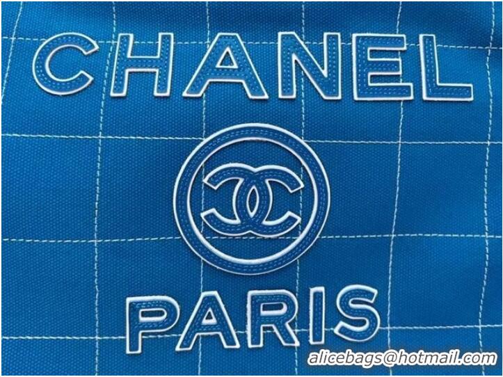 Well Crafted Chanel LARGE SHOPPING BAG Wool Tweed & Gold-Tone Metal A66941 Blue