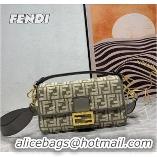 Big Discount Fendi Baguette Dove gray FF tapestry fabric bag 8BS010B