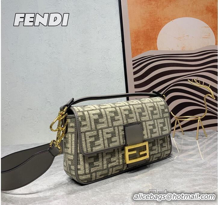 Big Discount Fendi Baguette Dove gray FF tapestry fabric bag 8BS010B