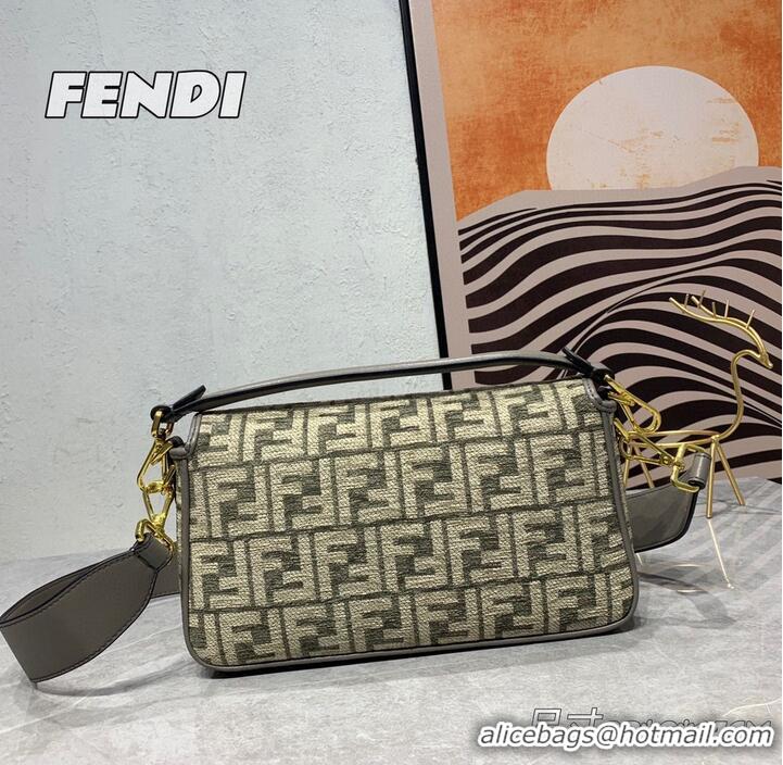 Big Discount Fendi Baguette Dove gray FF tapestry fabric bag 8BS010B