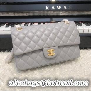 Well Crafted Chanel 2.55 Series Flap Bag Original Lambskin Leather 5024CF A01112 Grey Gold-Tone