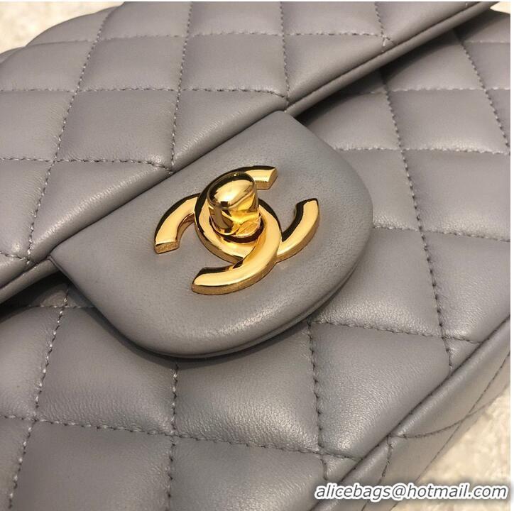 Well Crafted Chanel 2.55 Series Flap Bag Original Lambskin Leather 5024CF A01112 Grey Gold-Tone