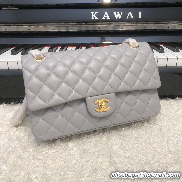 Well Crafted Chanel 2.55 Series Flap Bag Original Lambskin Leather 5024CF A01112 Grey Gold-Tone