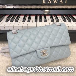 Famous Brand Chanel 2.55 Series Flap Bag Original Lambskin Leather 5024CF A01112 Grey Blue Silver-Tone