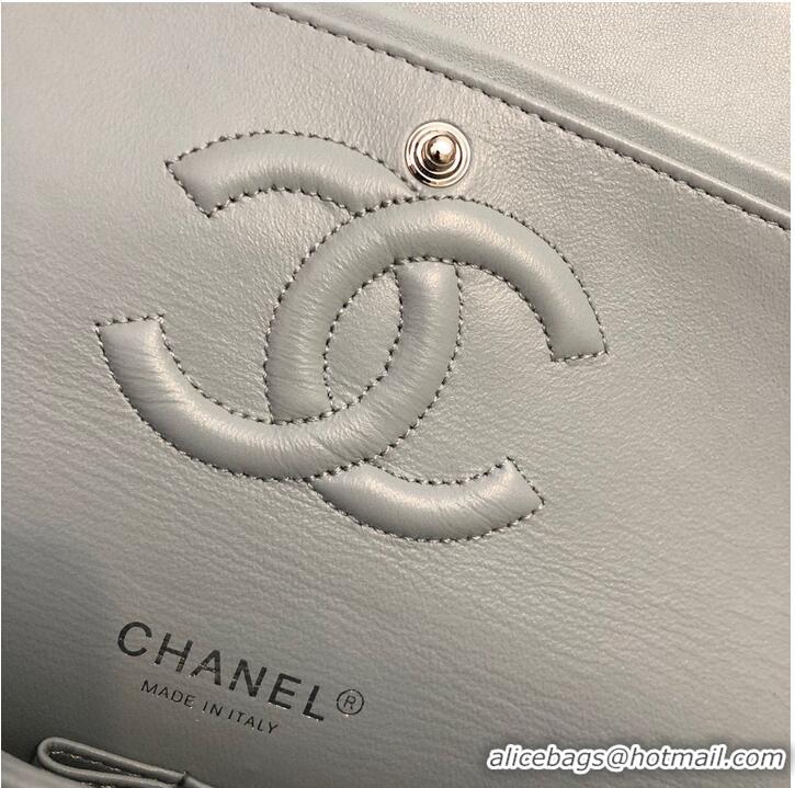 Famous Brand Chanel 2.55 Series Flap Bag Original Lambskin Leather 5024CF A01112 Grey Blue Silver-Tone