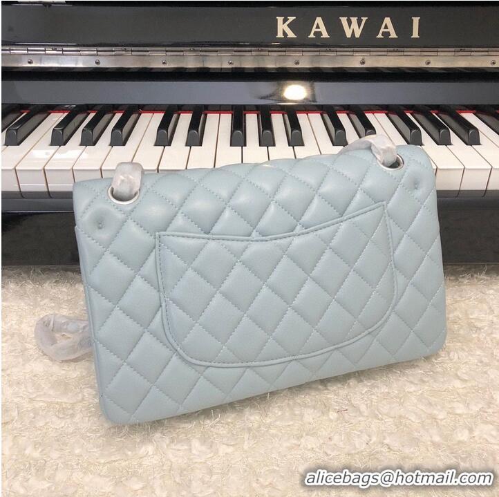 Famous Brand Chanel 2.55 Series Flap Bag Original Lambskin Leather 5024CF A01112 Grey Blue Silver-Tone