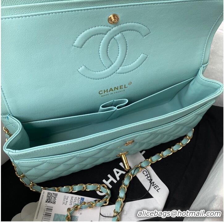 Best Price Chanel 2.55 Series Flap Bag Original Caviar Leather Y01295 A01112 Blue Gold-Tone hardware