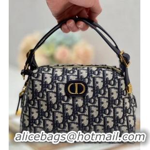 Buy New Cheap LADY DIOR TOP HANDLE SMALL BAG Blue Dior Oblique Jacquard C0655