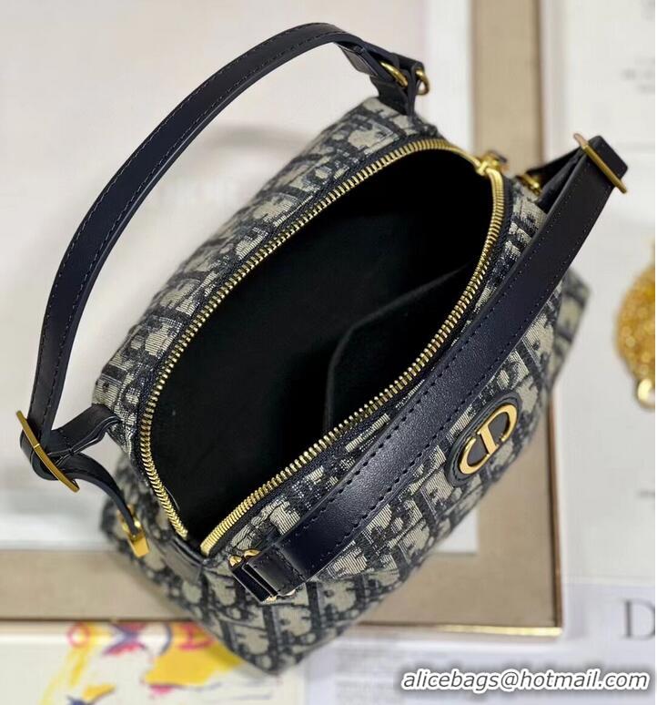 Buy New Cheap LADY DIOR TOP HANDLE SMALL BAG Blue Dior Oblique Jacquard C0655