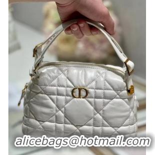 Famous Brand LADY DIOR TOP HANDLE SMALL BAG Latte Cannage Lambskin C0655 WHITE