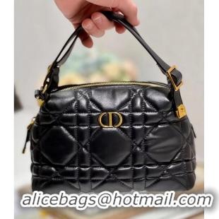 Pretty Style LADY DIOR TOP HANDLE SMALL BAG Latte Cannage Lambskin C0655 BLACK