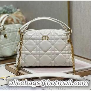 Spot Bulk LADY DIOR TOP HANDLE SMALL BAG Latte Cannage Lambskin C0656 WHITE