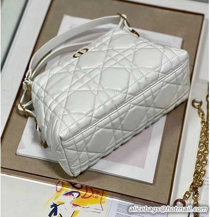 Spot Bulk LADY DIOR TOP HANDLE SMALL BAG Latte Cannage Lambskin C0656 WHITE