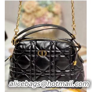 Top Quality LADY DIOR TOP HANDLE SMALL BAG Latte Cannage Lambskin C0656 BLACK