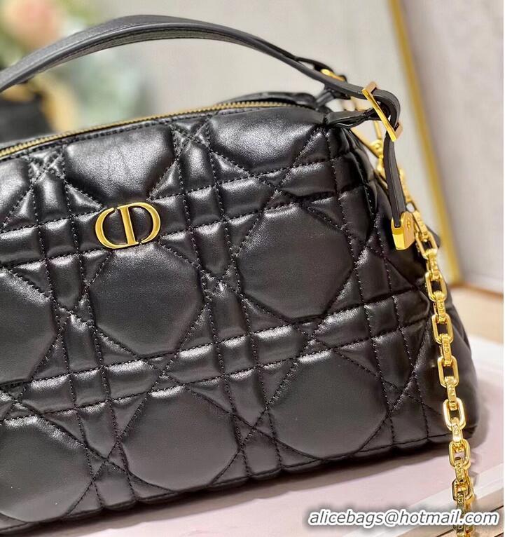 Top Quality LADY DIOR TOP HANDLE SMALL BAG Latte Cannage Lambskin C0656 BLACK