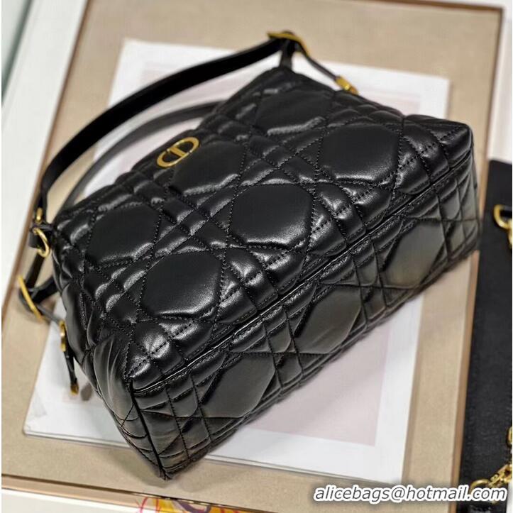 Top Quality LADY DIOR TOP HANDLE SMALL BAG Latte Cannage Lambskin C0656 BLACK